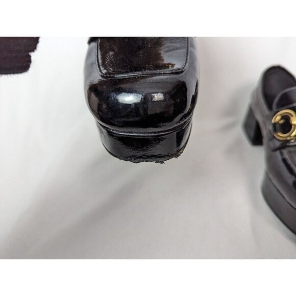 Jeffrey Campbell 7 Student Black Patent Leather Heel Shoes Loafer Bit Grunge - Picture 7 of 16